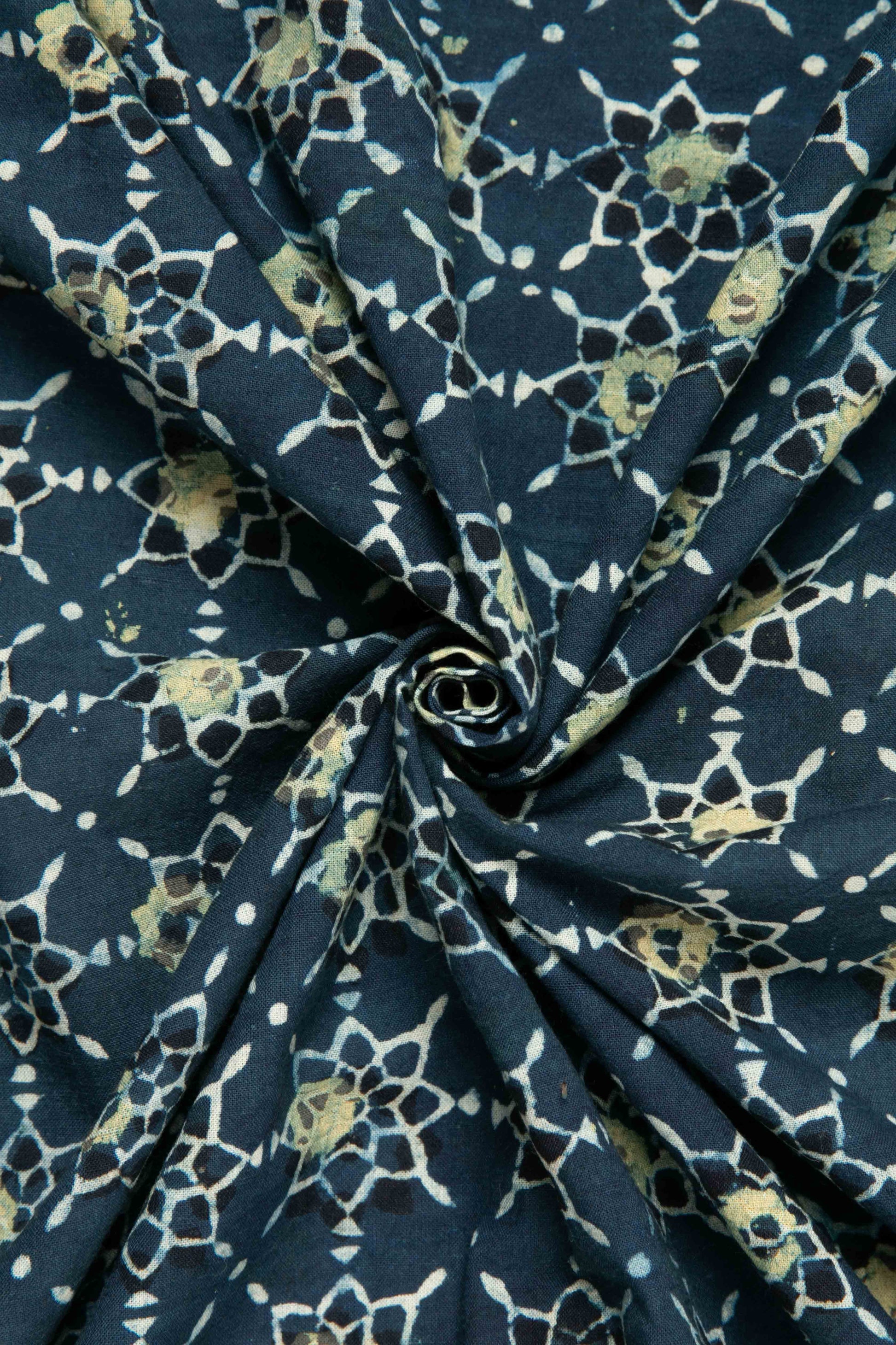 Siyahi - Starry Dusk Ajrakh Cotton Fabric-Rutambhara-RUTAMBHARA