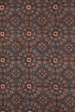 Ushraa - Ajrakh Cotton Fabric With Mandala Print-Rutambhara-RUTAMBHARA