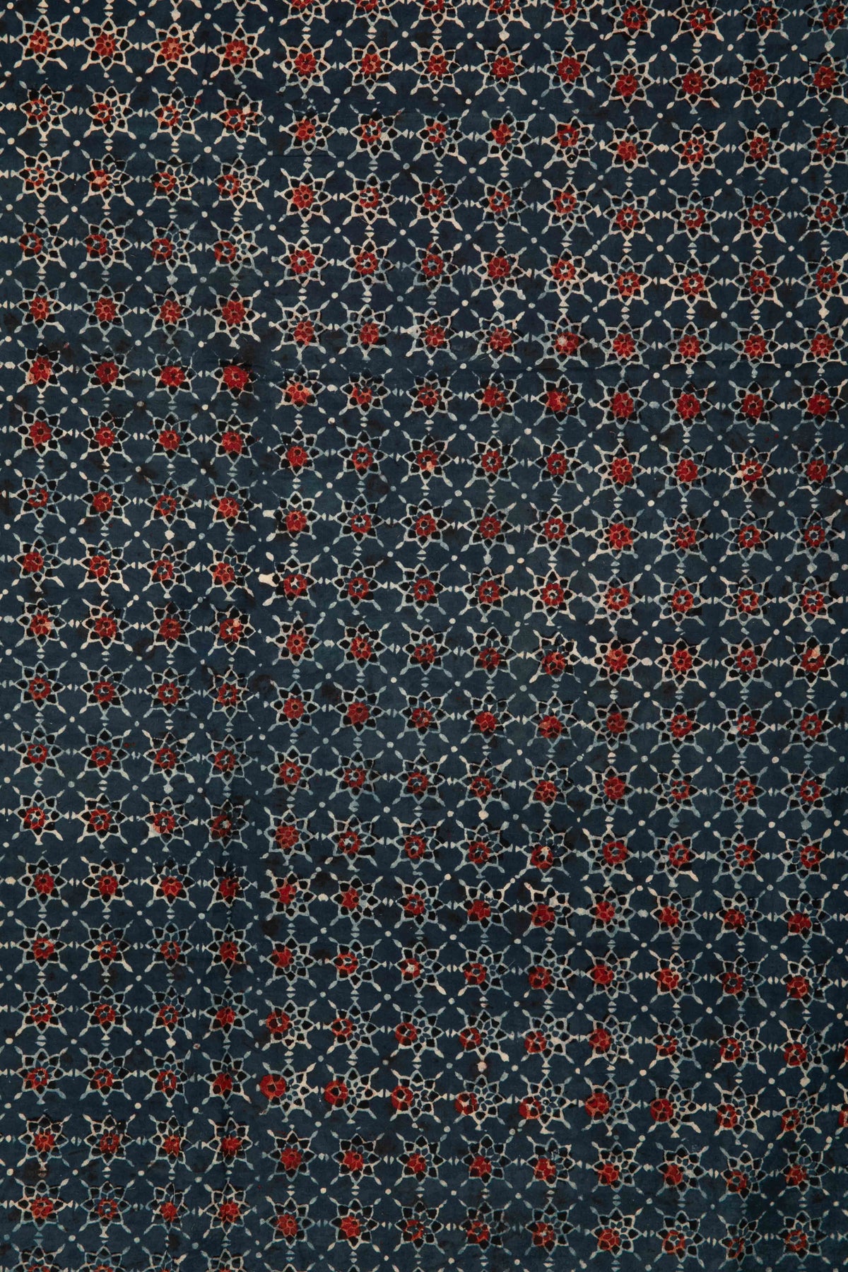 Ushraa - Classic Ajrakh Star Motif Cotton Fabric