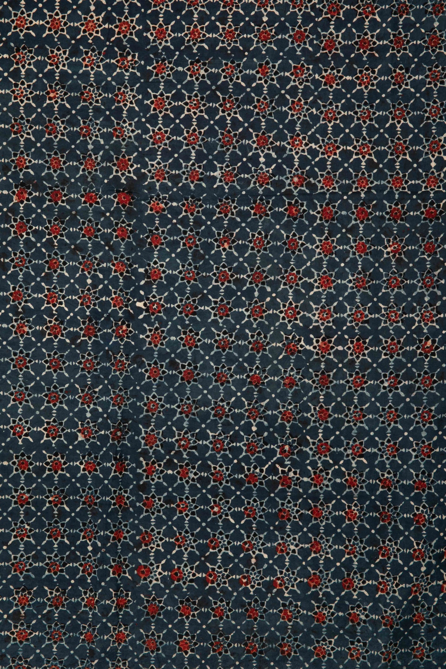 Ushraa - Classic Ajrakh Star Motif Cotton Fabric