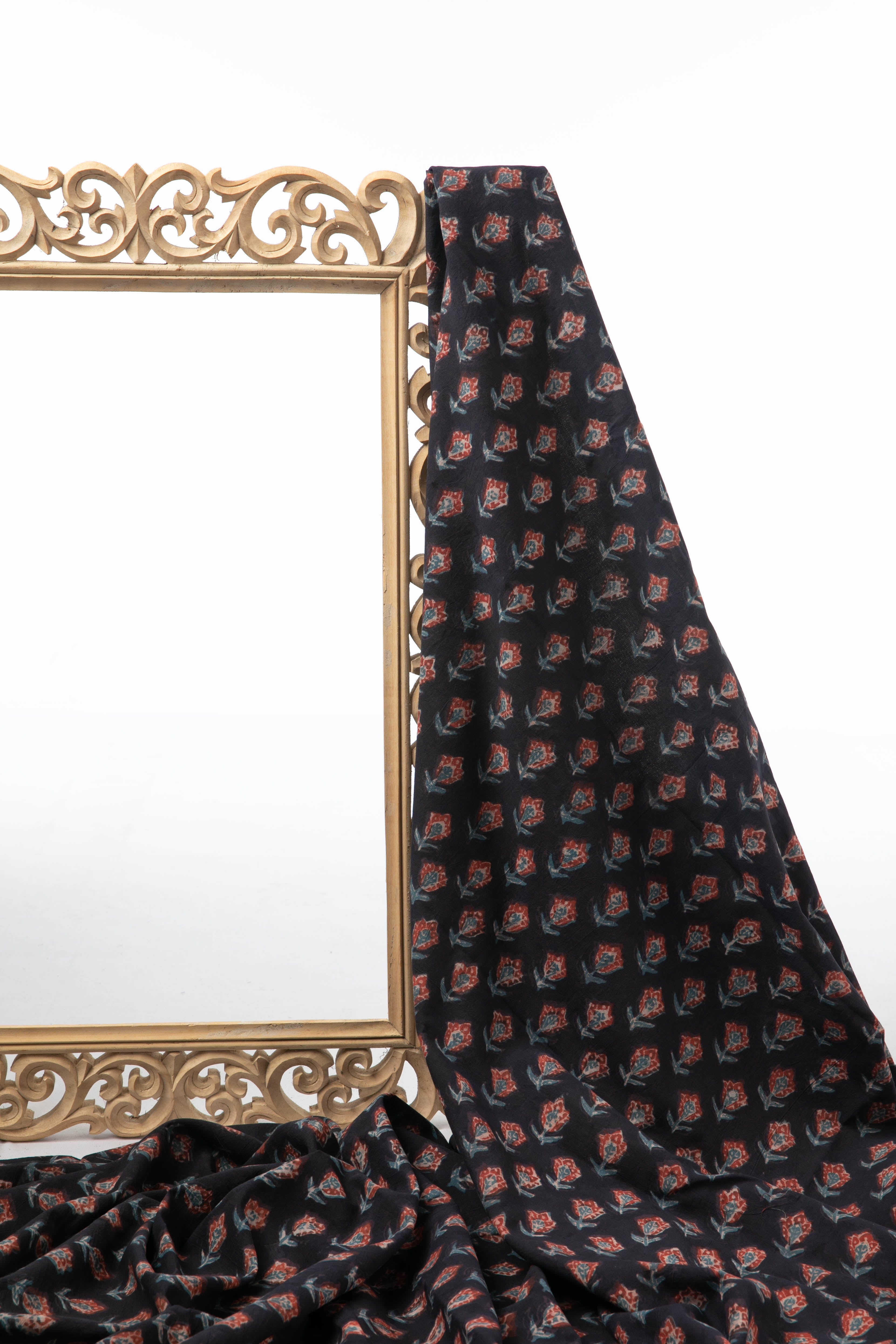 Siyahi - Midnight Tulip Dabu Fabric