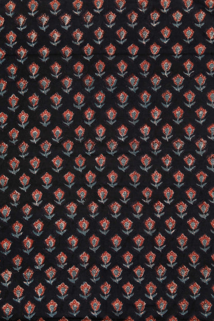 Siyahi - Midnight Tulip Dabu Fabric-Rutambhara-RUTAMBHARA