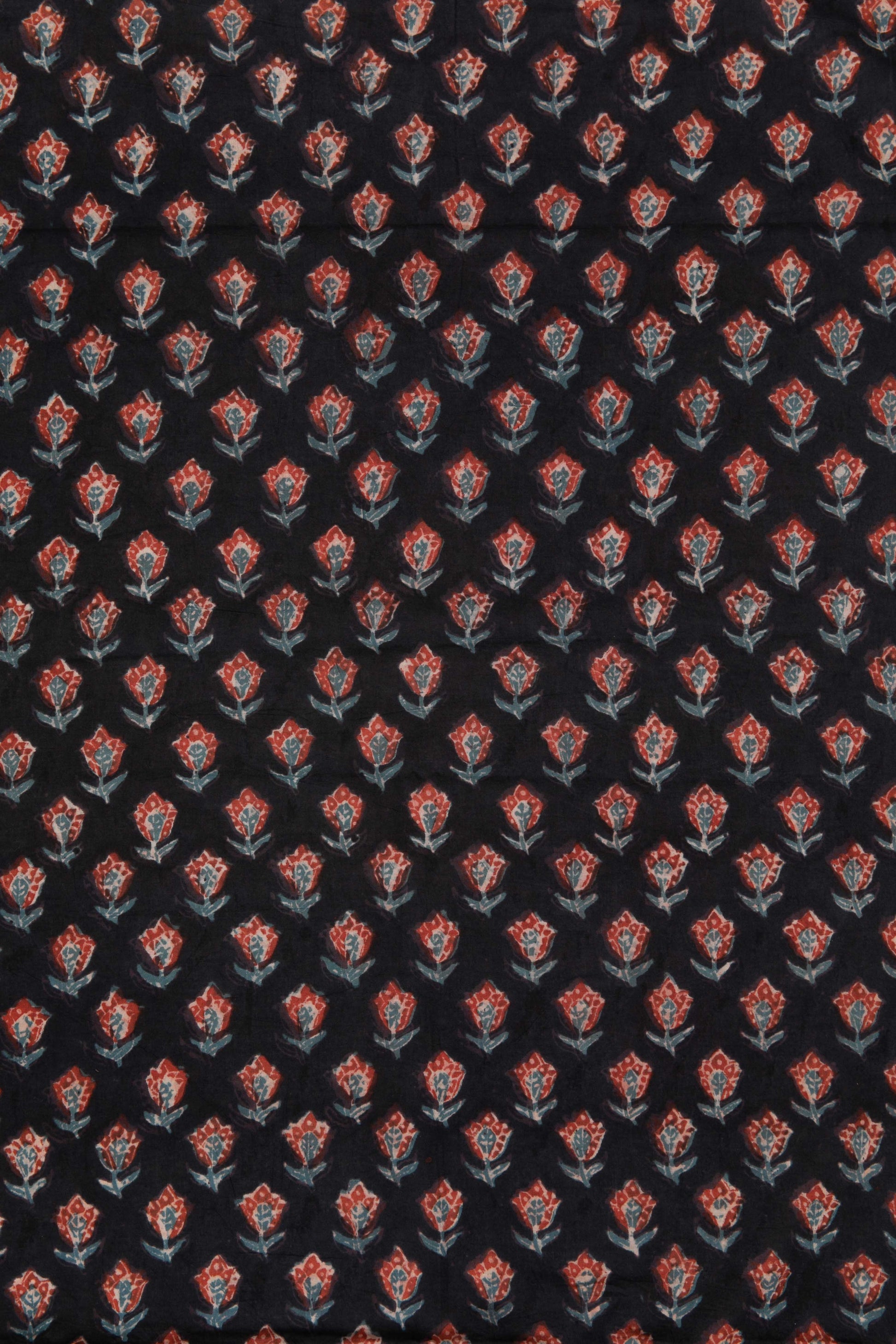 Siyahi - Midnight Tulip Dabu Fabric-Rutambhara-RUTAMBHARA