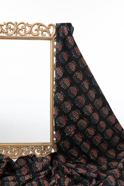 Siyahi - Vintage Floral Charm Dabu Fabric-Rutambhara-RUTAMBHARA