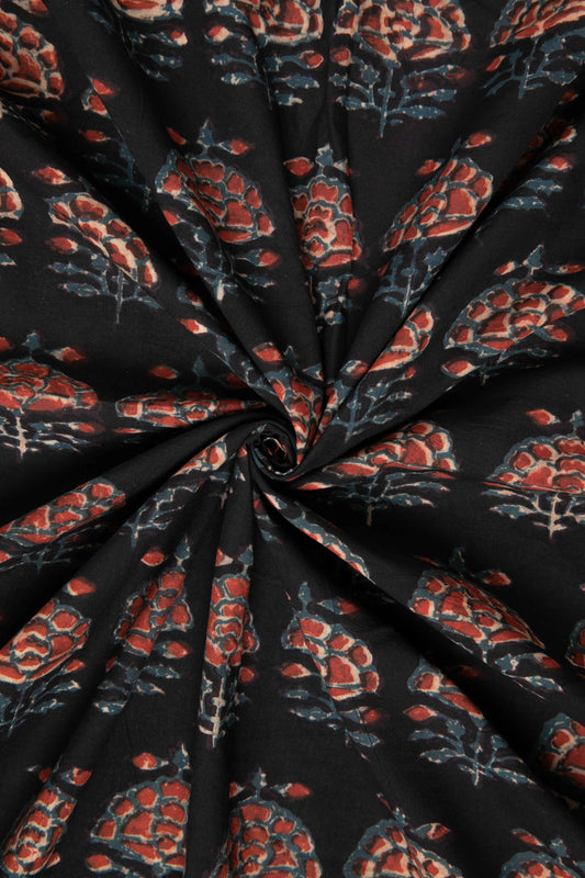 Siyahi - Vintage Floral Charm Dabu Fabric