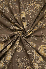 Siyahi - Rustic Bloom Sanganeri Dabu Fabric-Rutambhara-RUTAMBHARA