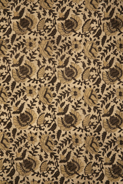 Siyahi - Rustic Bloom Sanganeri Dabu Fabric-Rutambhara-RUTAMBHARA