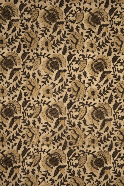 Siyahi - Rustic Bloom Sanganeri Dabu Fabric-Rutambhara-RUTAMBHARA