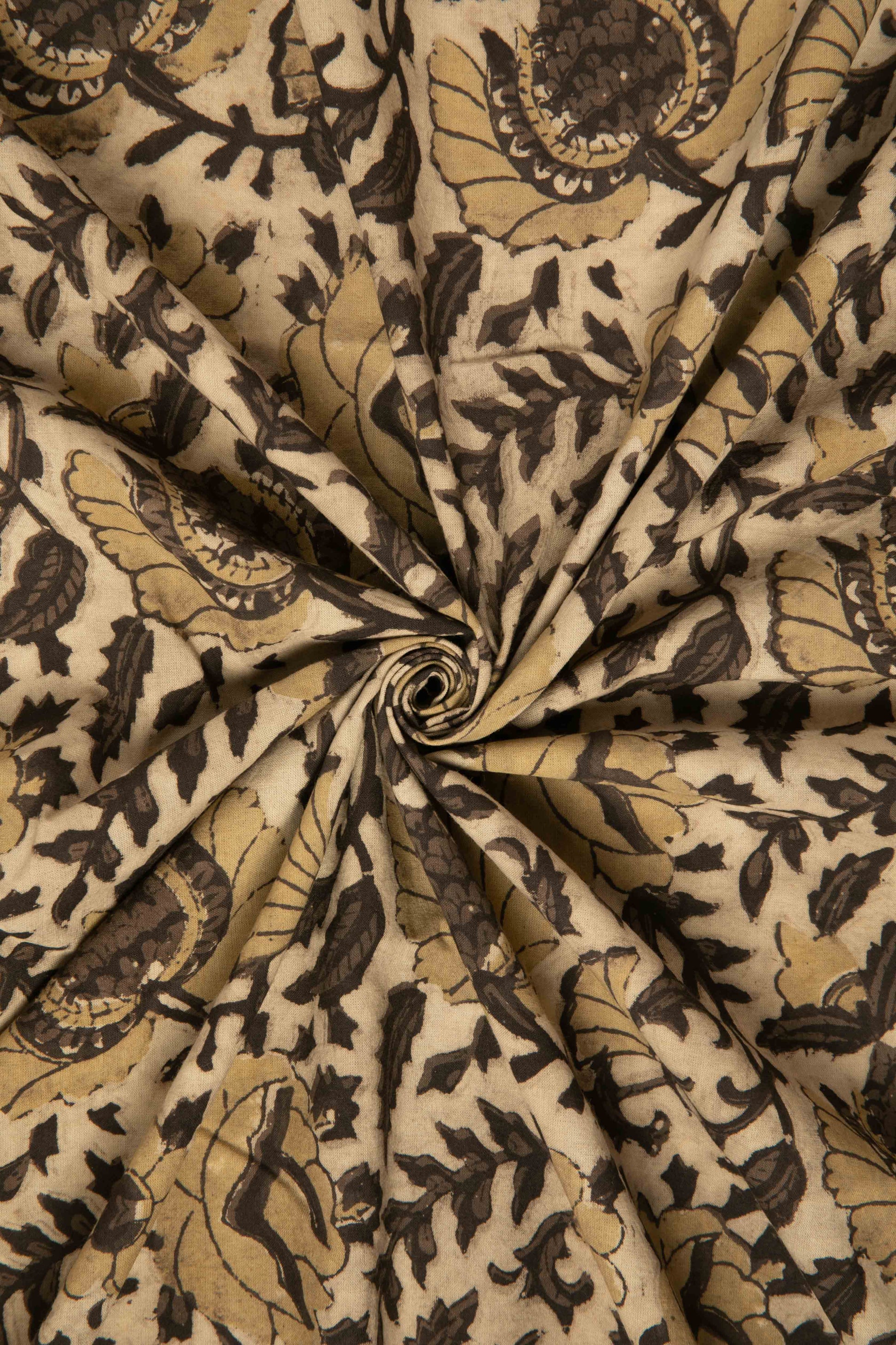 Siyahi - Rustic Bloom Sanganeri Dabu Fabric-Rutambhara-RUTAMBHARA