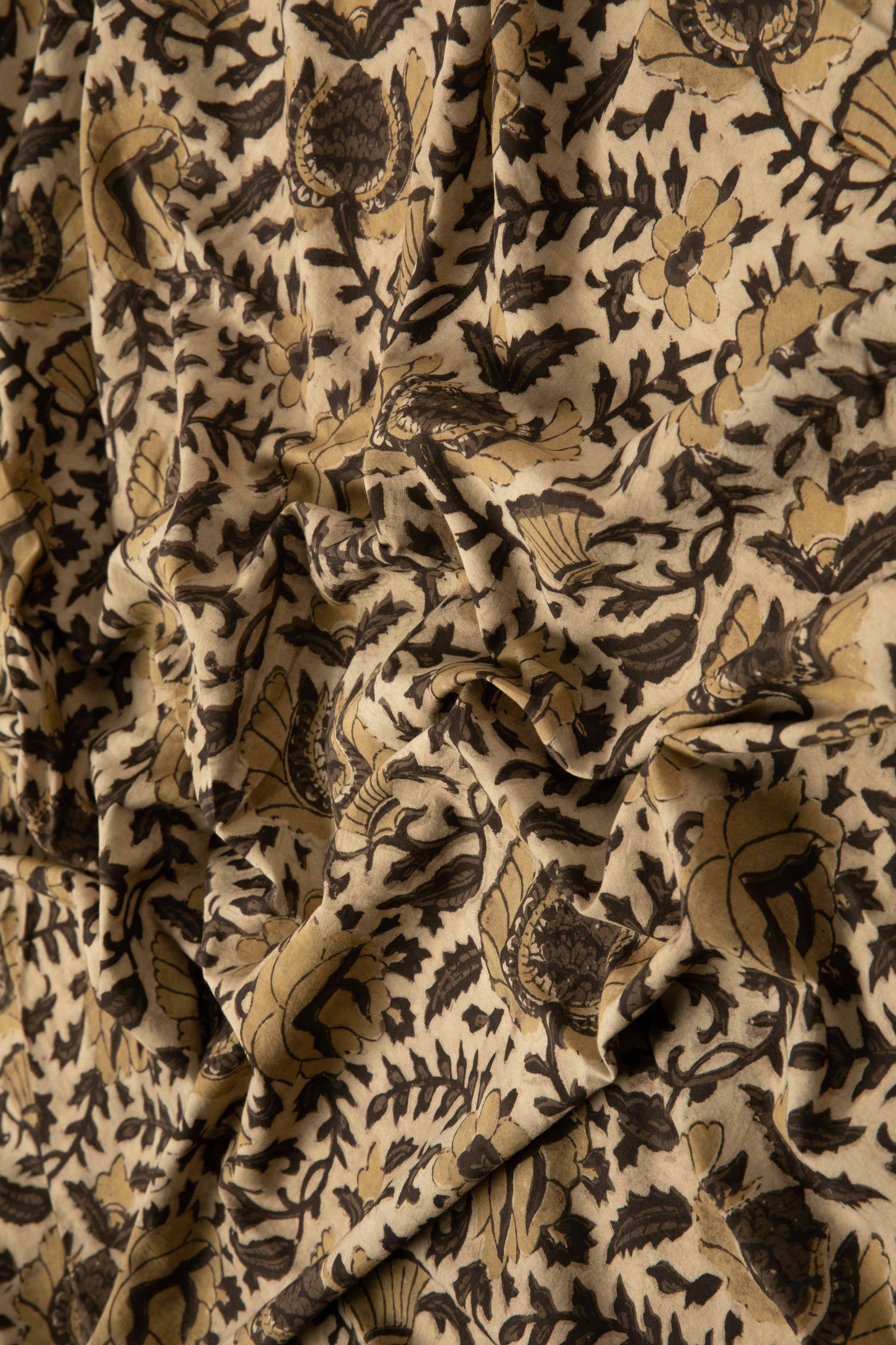 Siyahi - Rustic Bloom Sanganeri Dabu Fabric-Rutambhara-RUTAMBHARA