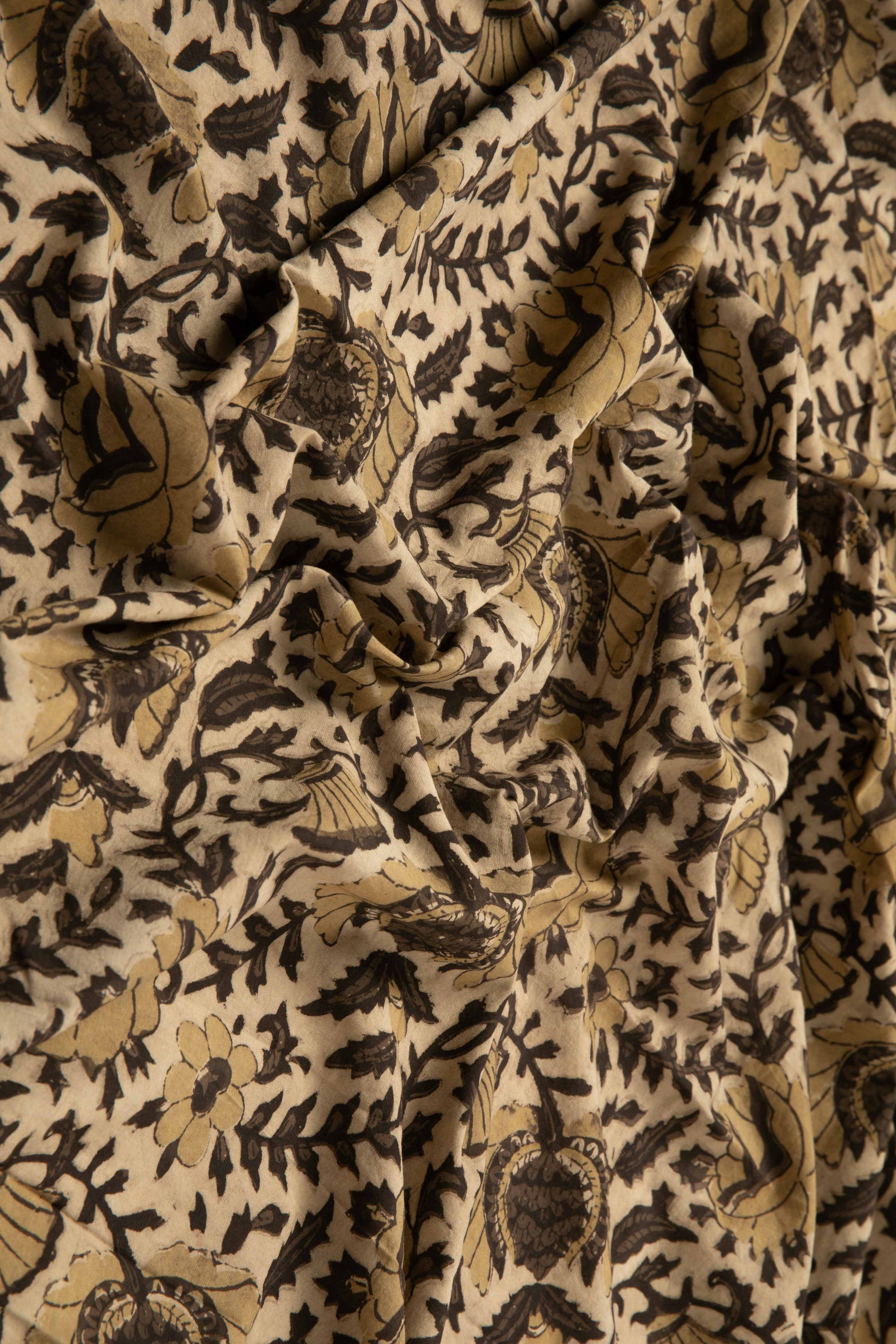 Siyahi - Rustic Bloom Sanganeri Dabu Fabric-Rutambhara-RUTAMBHARA