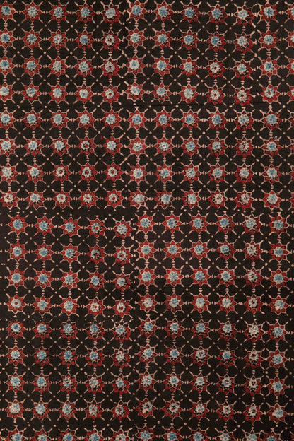 Siyahi - Starry Dusk Ajrakh Cotton Fabric-Rutambhara-RUTAMBHARA