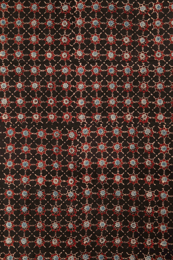 Siyahi - Starry Dusk Ajrakh Cotton Fabric-Rutambhara-RUTAMBHARA