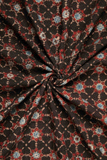 Siyahi - Starry Dusk Ajrakh Cotton Fabric-Rutambhara-RUTAMBHARA