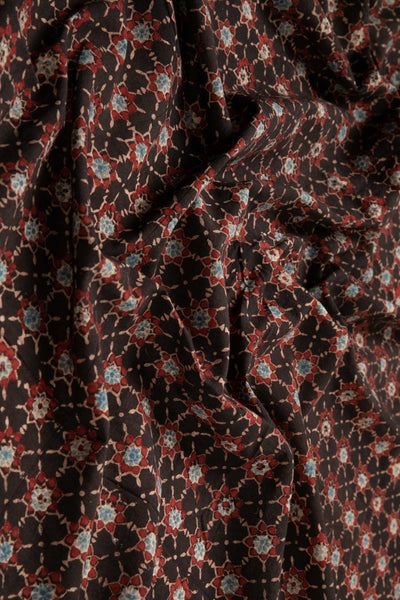 Siyahi - Starry Dusk Ajrakh Cotton Fabric-Rutambhara-RUTAMBHARA