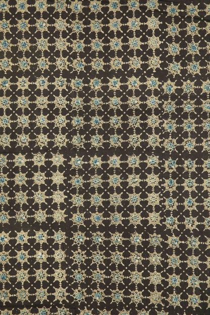 Siyahi - Starry Dusk Ajrakh Cotton Fabric-Rutambhara-RUTAMBHARA