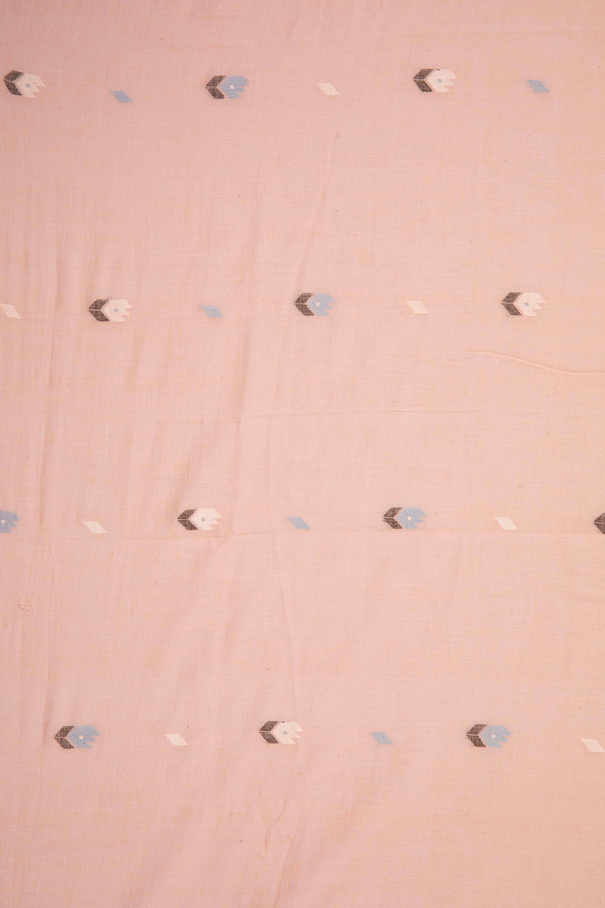 Keesha - Blush Hued Handwoven Jamdani Cotton Fabric-Rutambhara-RUTAMBHARA