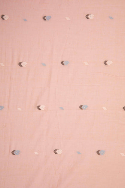 Keesha - Blush Hued Handwoven Jamdani Cotton Fabric-Rutambhara-RUTAMBHARA