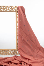 Keesha - Coral Calm Handwoven Jamdani Cotton Fabric-Rutambhara-RUTAMBHARA