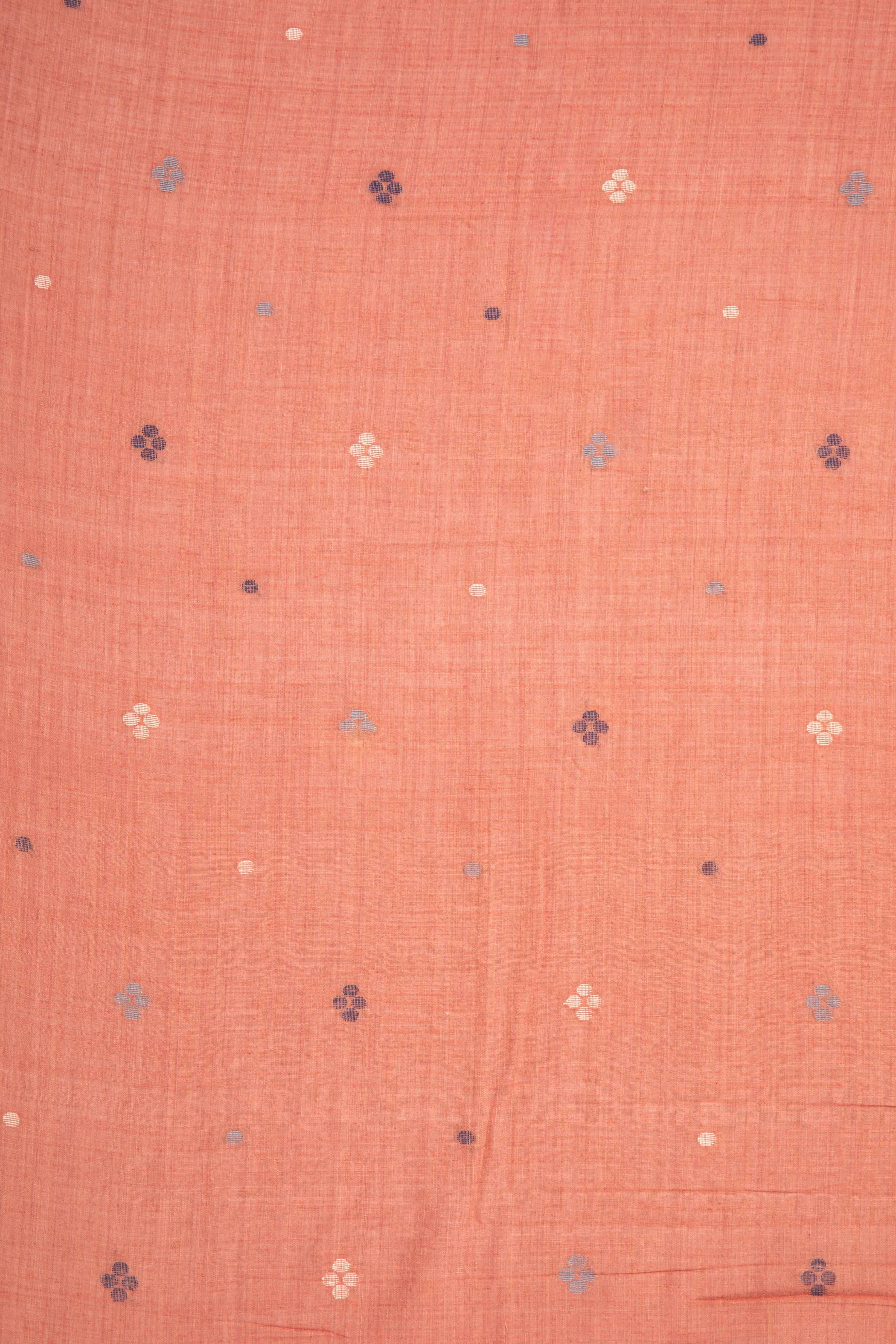 Keesha - Coral Calm Handwoven Jamdani Cotton Fabric