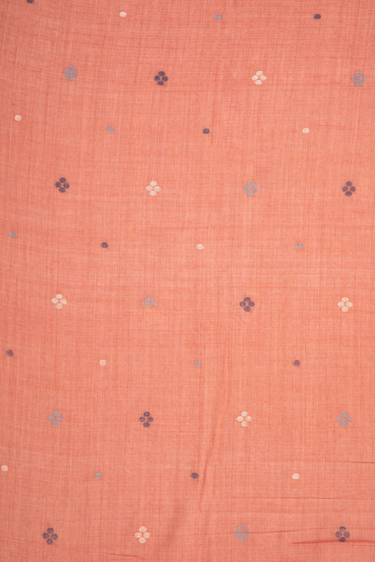 Keesha - Coral Calm Handwoven Jamdani Cotton Fabric