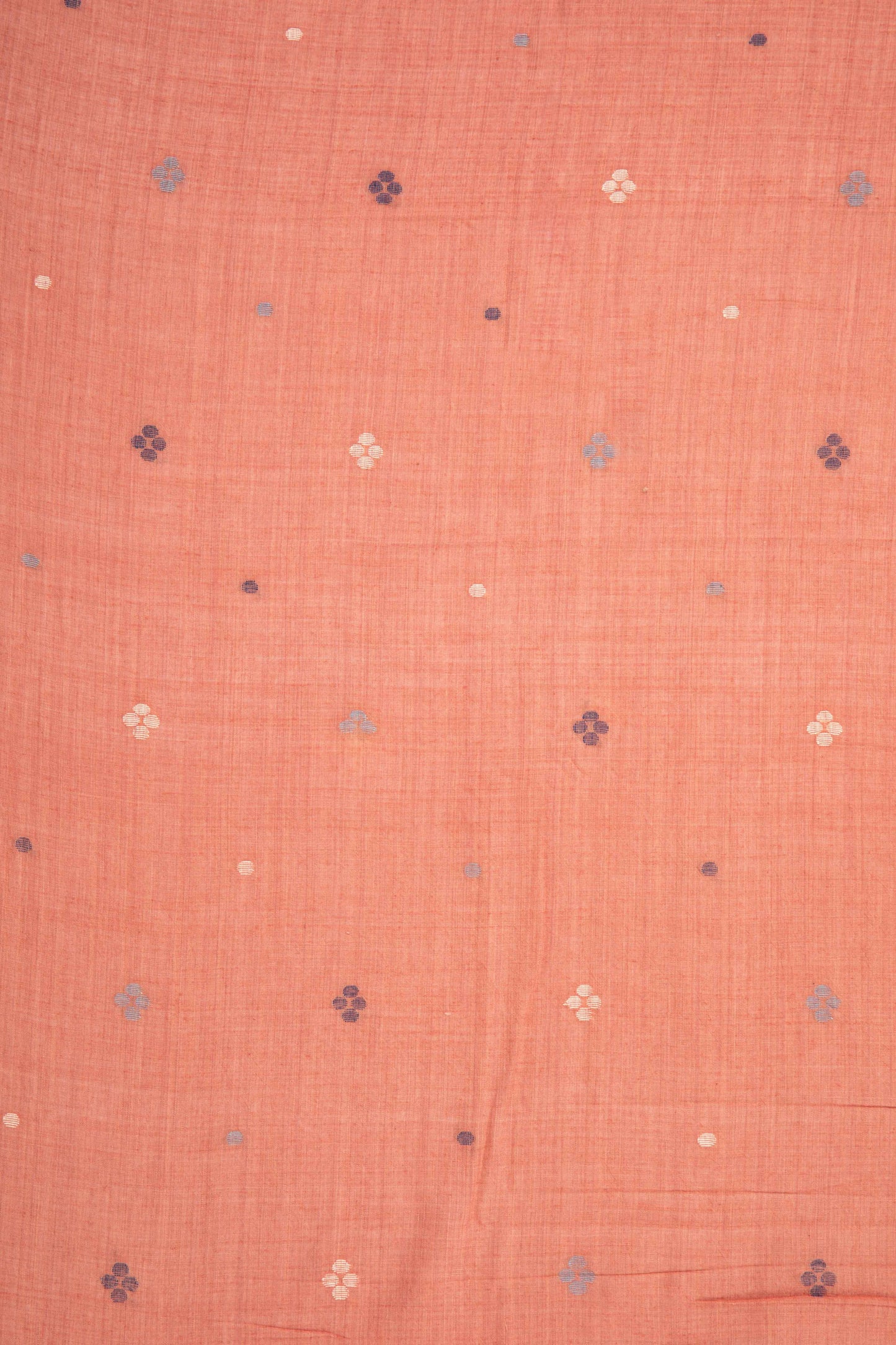 Keesha - Coral Calm Handwoven Jamdani Cotton Fabric