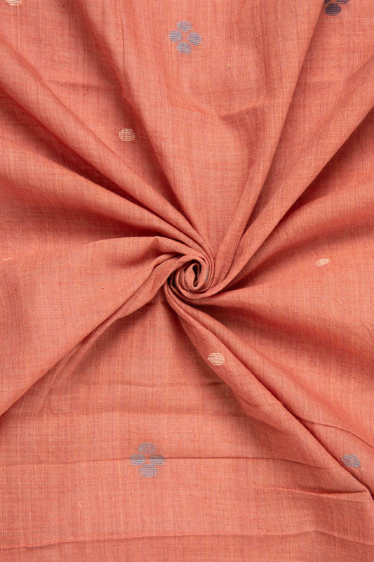Keesha - Coral Calm Handwoven Jamdani Cotton Fabric
