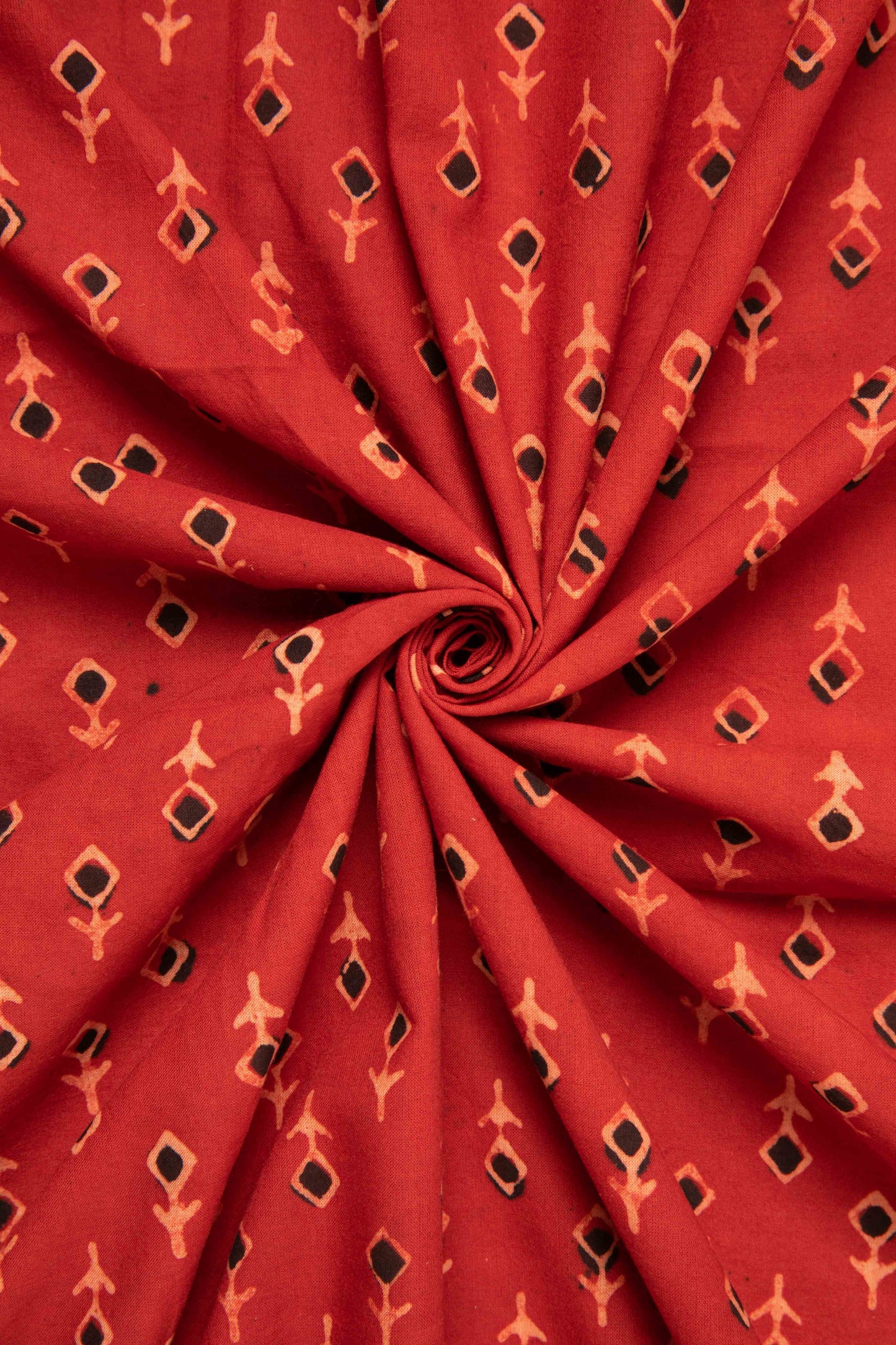 Siyahi - Rust Tribal Motif Sanganeri Dabu Fabric