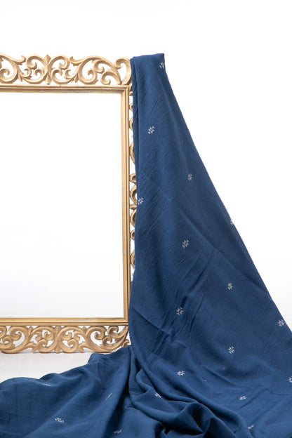 Indigo Kala Cotton Two-Ply with Extra Weft-Rutambhara-RUTAMBHARA