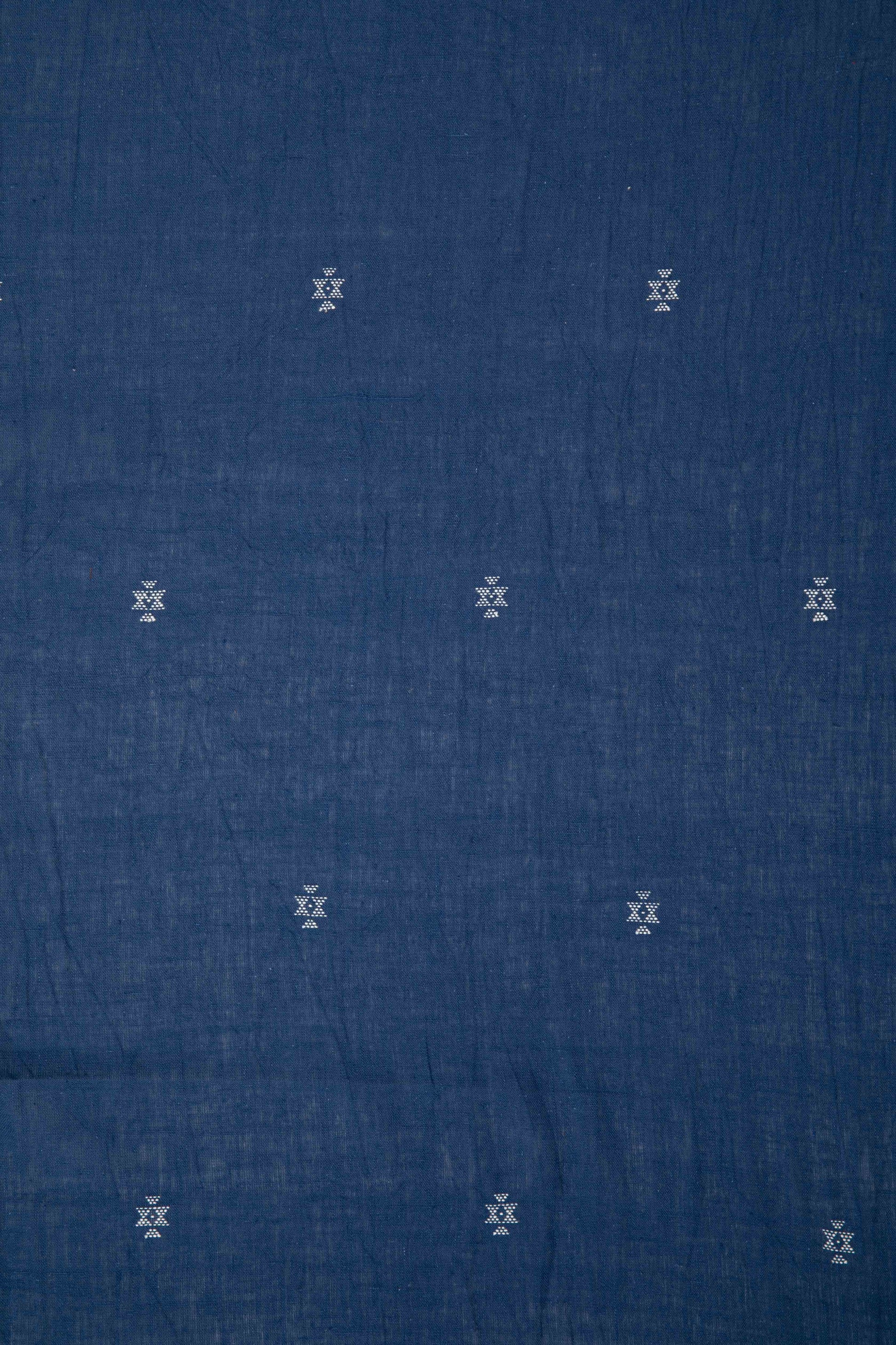 Indigo Kala Cotton Two-Ply with Extra Weft-Rutambhara-RUTAMBHARA