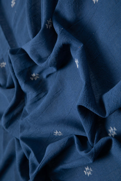 Indigo Kala Cotton Two-Ply with Extra Weft-Rutambhara-RUTAMBHARA