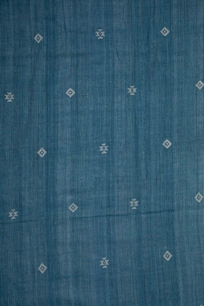 Indigo Kala Cotton with Diamond Weft Motifs-Rutambhara-RUTAMBHARA