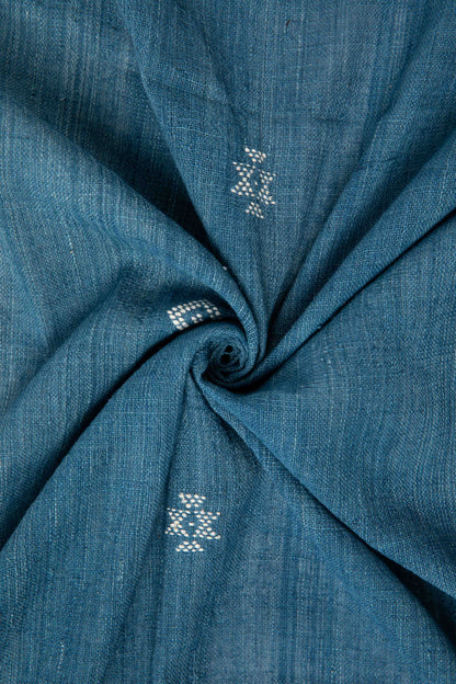 Indigo Kala Cotton with Diamond Weft Motifs-Rutambhara-RUTAMBHARA