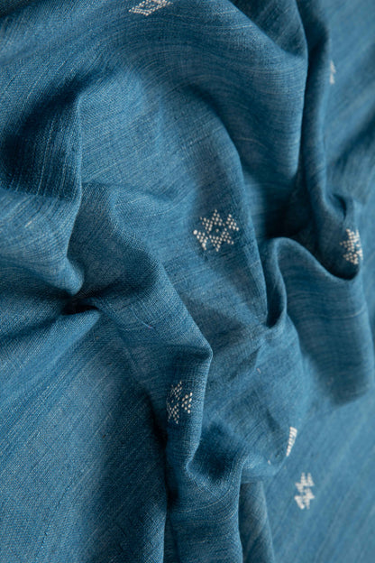 Indigo Kala Cotton with Diamond Weft Motifs-Rutambhara-RUTAMBHARA