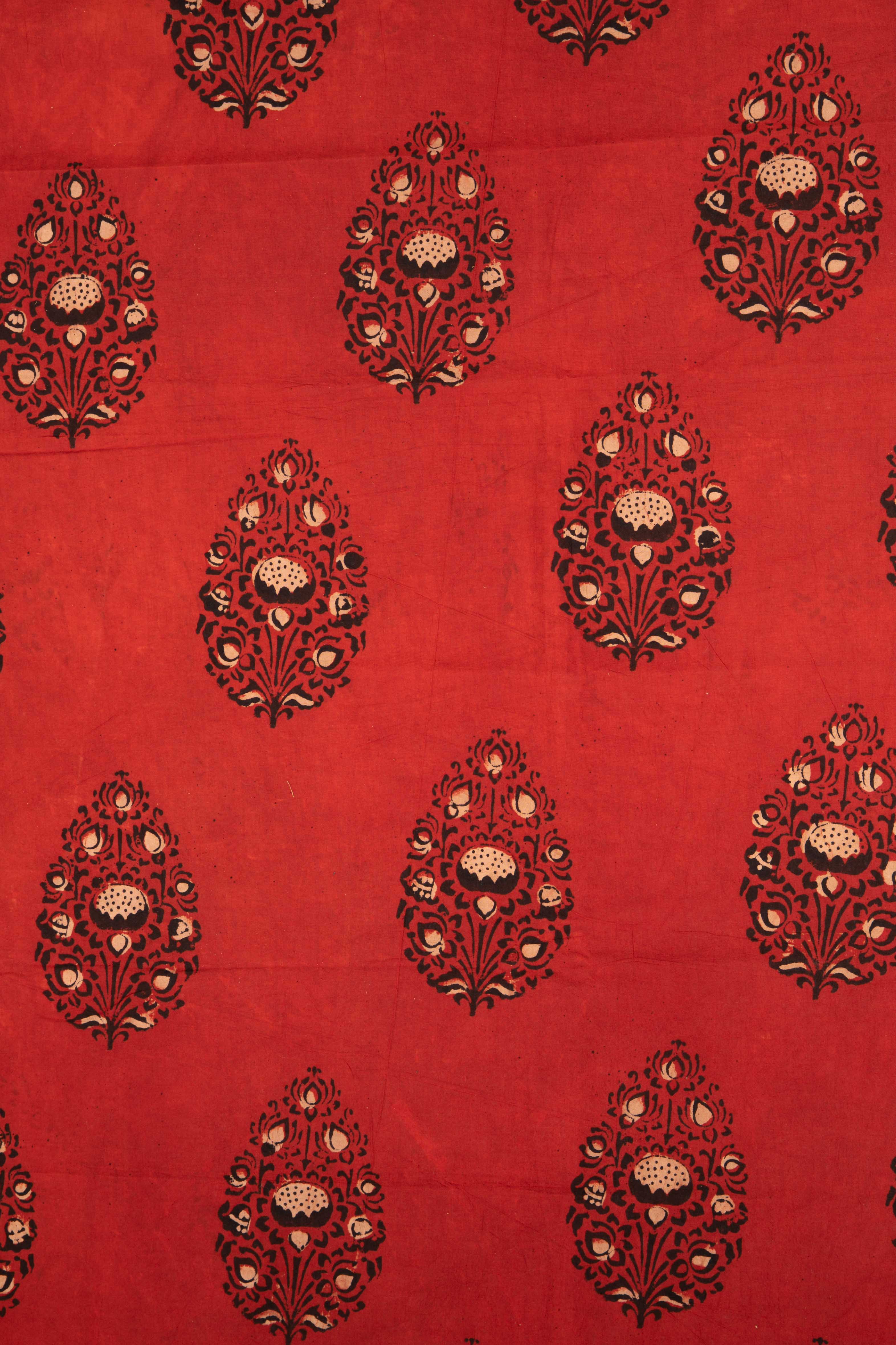 Siyahi - Rustic Red Floral Dabu Print