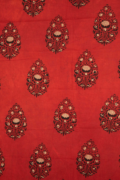 Siyahi - Rustic Red Floral Dabu Print-Rutambhara-RUTAMBHARA
