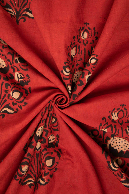 Siyahi - Rustic Red Floral Dabu Print-Rutambhara-RUTAMBHARA