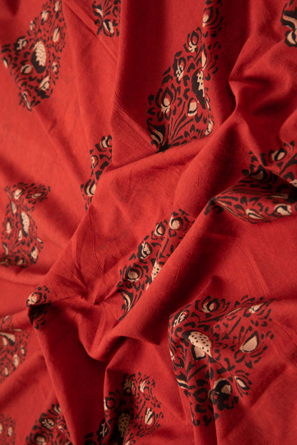 Siyahi - Rustic Red Floral Dabu Print-Rutambhara-RUTAMBHARA