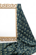 Ushraa - Classic Indigo Ajrakh Hand Block Print Cotton Fabric-Rutambhara-RUTAMBHARA