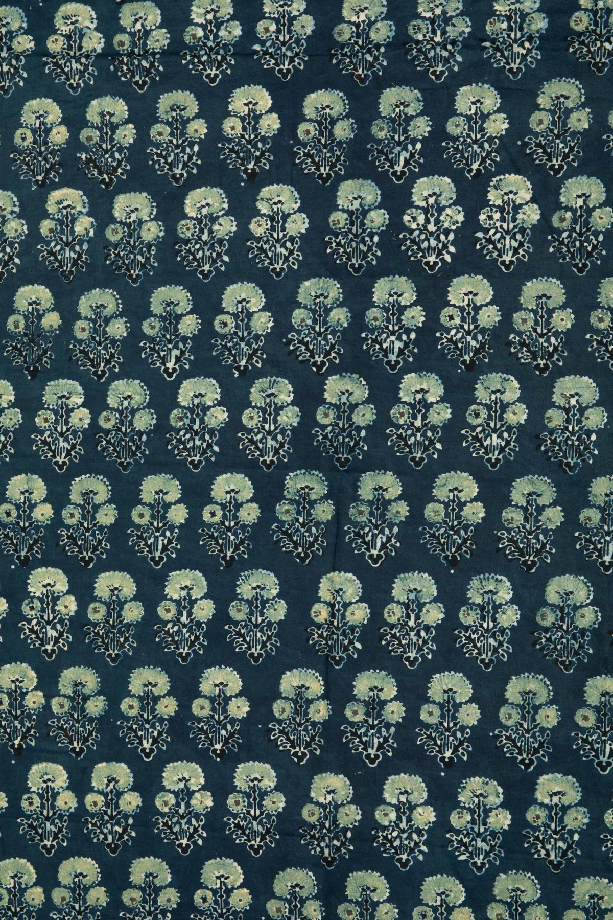 Ushraa - Classic Indigo Ajrakh Hand Block Print Cotton Fabric