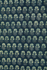 Ushraa - Classic Indigo Ajrakh Hand Block Print Cotton Fabric-Rutambhara-RUTAMBHARA
