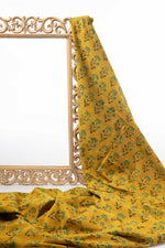 Siyahi - Teal Floral Motif Ajrakh Cotton Fabric-Rutambhara-RUTAMBHARA