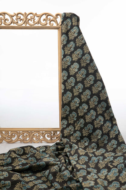 Siyahi - Rustic Charm Ajrakh Cotton Fabric-Rutambhara-RUTAMBHARA