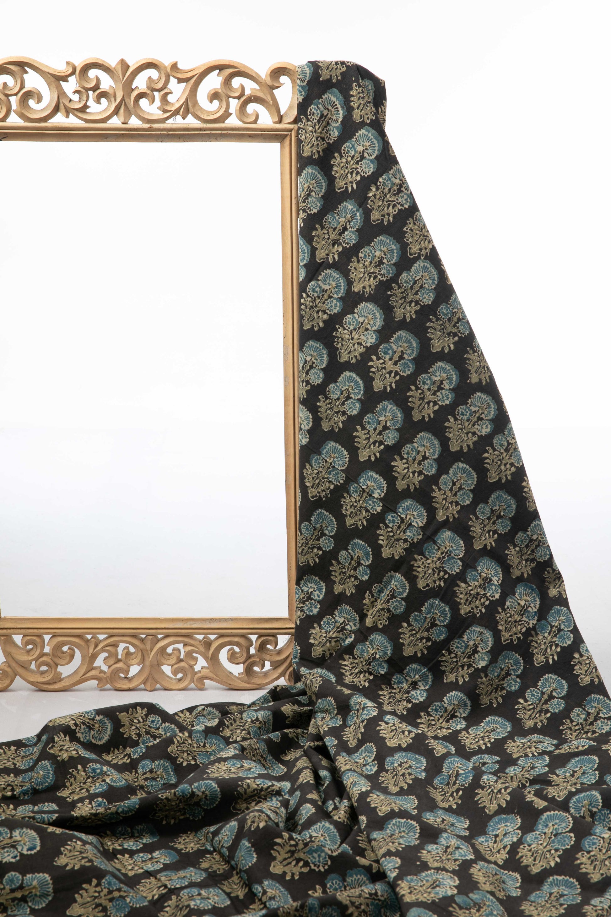 Siyahi - Rustic Charm Ajrakh Cotton Fabric-Rutambhara-RUTAMBHARA