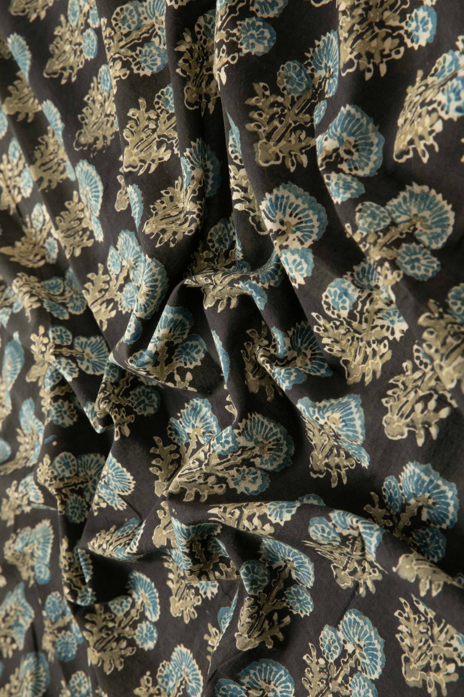 Siyahi - Rustic Charm Ajrakh Cotton Fabric-Rutambhara-RUTAMBHARA