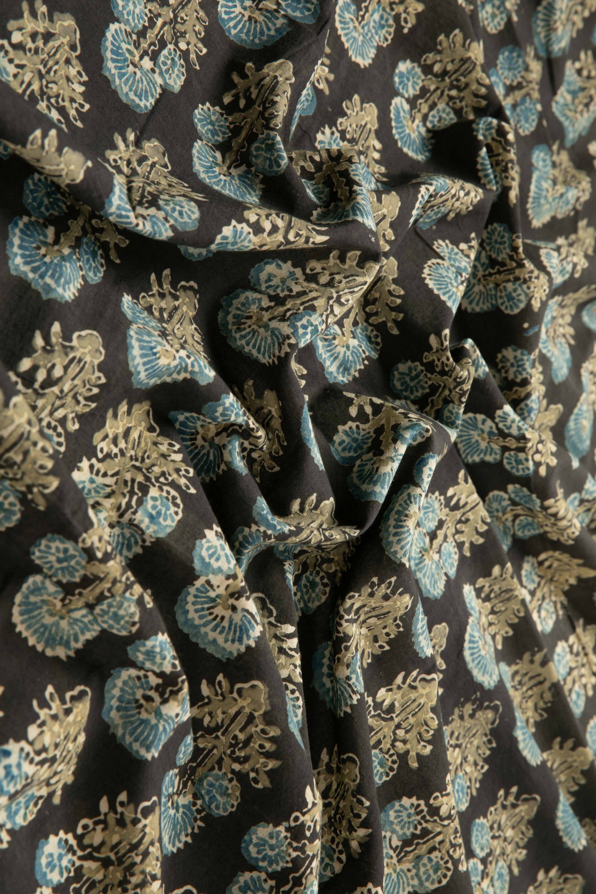 Siyahi - Rustic Charm Ajrakh Cotton Fabric-Rutambhara-RUTAMBHARA