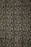 Ushraa - Black Ajrakh Fabric With Blue Floral Design