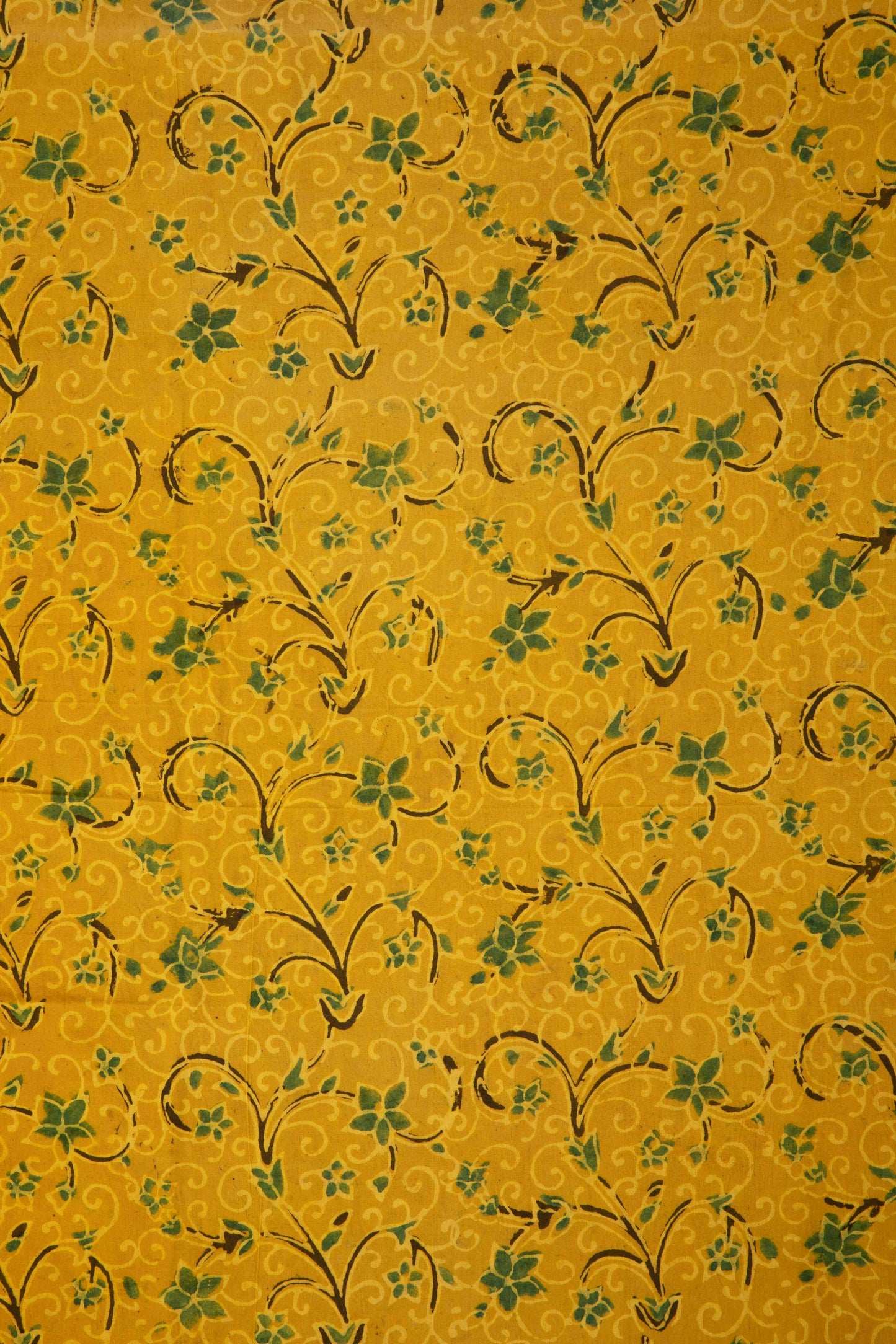 Siyahi - Contemporary Ajrakh Floral Vine Print Cotton Fabric