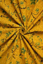 Siyahi - Contemporary Ajrakh Floral Vine Print Cotton Fabric-Rutambhara-RUTAMBHARA