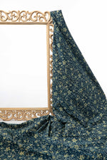 Siyahi - Indigo Ajrakh Fabric With Yellow Floral Design-RUTAMBHARA ENTERPRISES -RUTAMBHARA